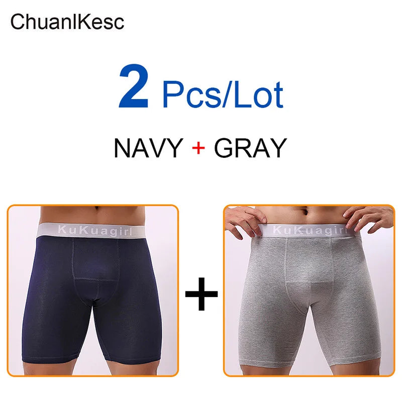 Men's Underwear Pure Cotton Lengthened Boxer Pants Sports Sweat Absorbing Comfortable Fitness Pants To Prevent Abrasion Of Legs