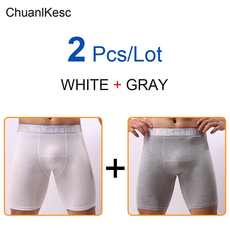 Men's Underwear Pure Cotton Lengthened Boxer Pants Sports Sweat Absorbing Comfortable Fitness Pants To Prevent Abrasion Of Legs