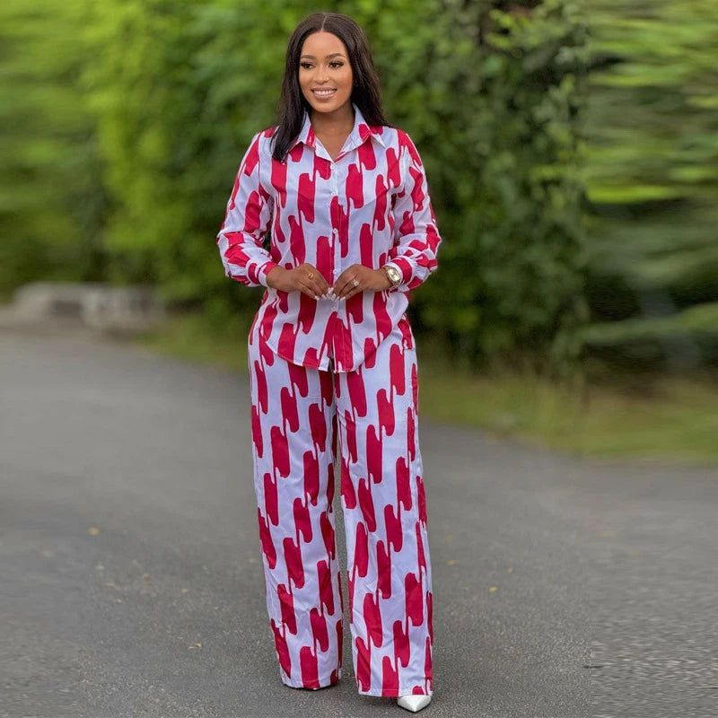 African Fashion Stripe Two Piece Set