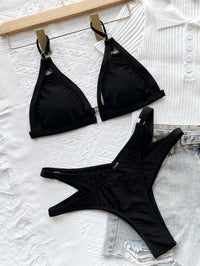 Black Hollow Swimwear Bikinis Set