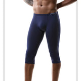 Men's Ice Silk Long Leg Trunk Sexy U Conevx Pouch Boxy Underwear Sports Fitness Running Shorts Pants Extended Knee Length Boxers