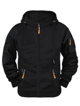 Men's Fashionable Solid Color Multi Pocket Zipper Hoodie