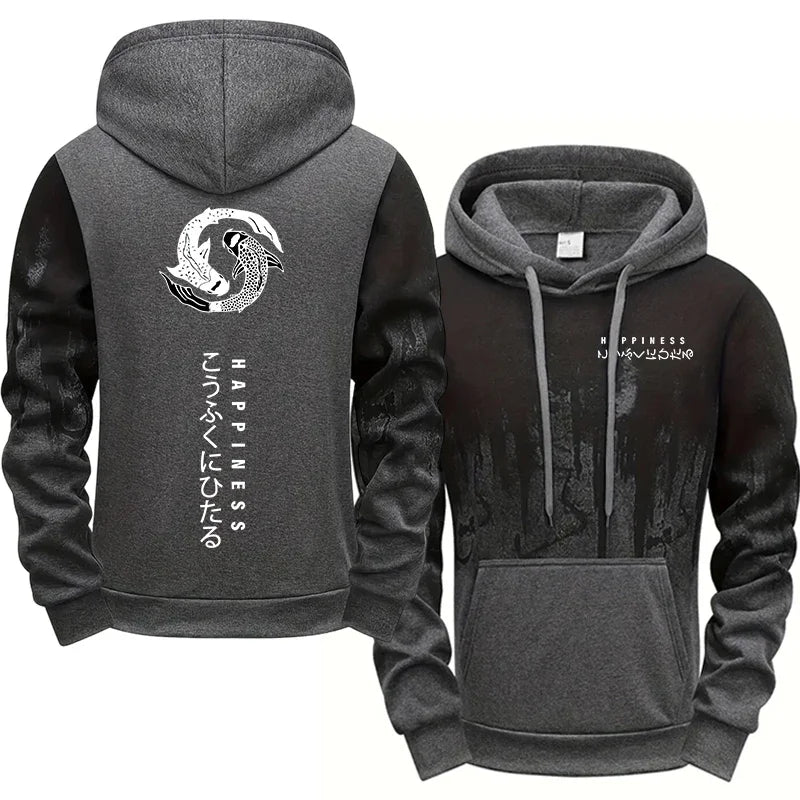 Casual Mens Tracksuit Printed Splash-ink Hooded Sweatshirts Outdoors Sports Jogging Mens Clothing Street Single Piece Tops Pants