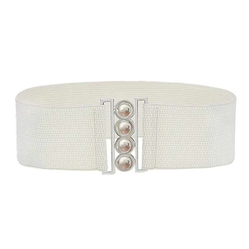 Women’s Elastic Cinch Belt  Fashion Stretch Waist Band Clasp Buckle New Stretchy Retro Wide Waist Cinch Belt Waistband