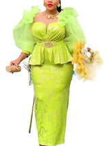 African  Fashion Plus Size Sequin Evening Party Long Dress