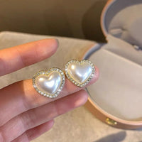 Gold Plated Pearl Heart Stud