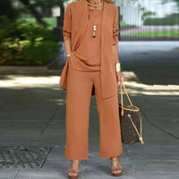 Casual O Neck Vest Cardigan Three Piece Set