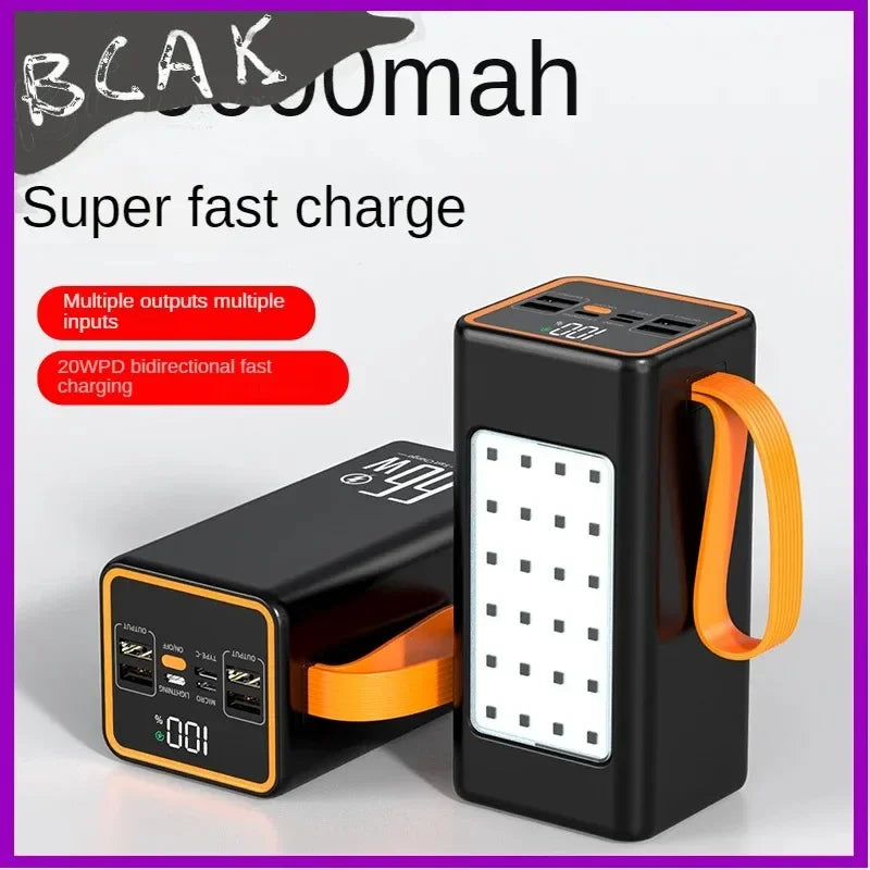 500000MAH  100000mah 200000mah 300000mahPowerbank Fast Charging Real Capacity BCAK with Built-in Cable Super Large Capacity