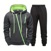 Mens Tracksuit Solid Color Casual Zipper Sweatshirts Daily Sports Jogging Hoodies Mens Clothing Single Piece Jacket Tops Pants
