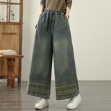 Retro Heavy Embroidery Ethnic Style Pants
