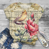 Summer Vintage Butterfly Pattern T-Shirt For Women
