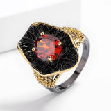 Exaggerated Irregular Black Gold Ring