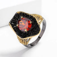 Exaggerated Irregular Black Gold Ring