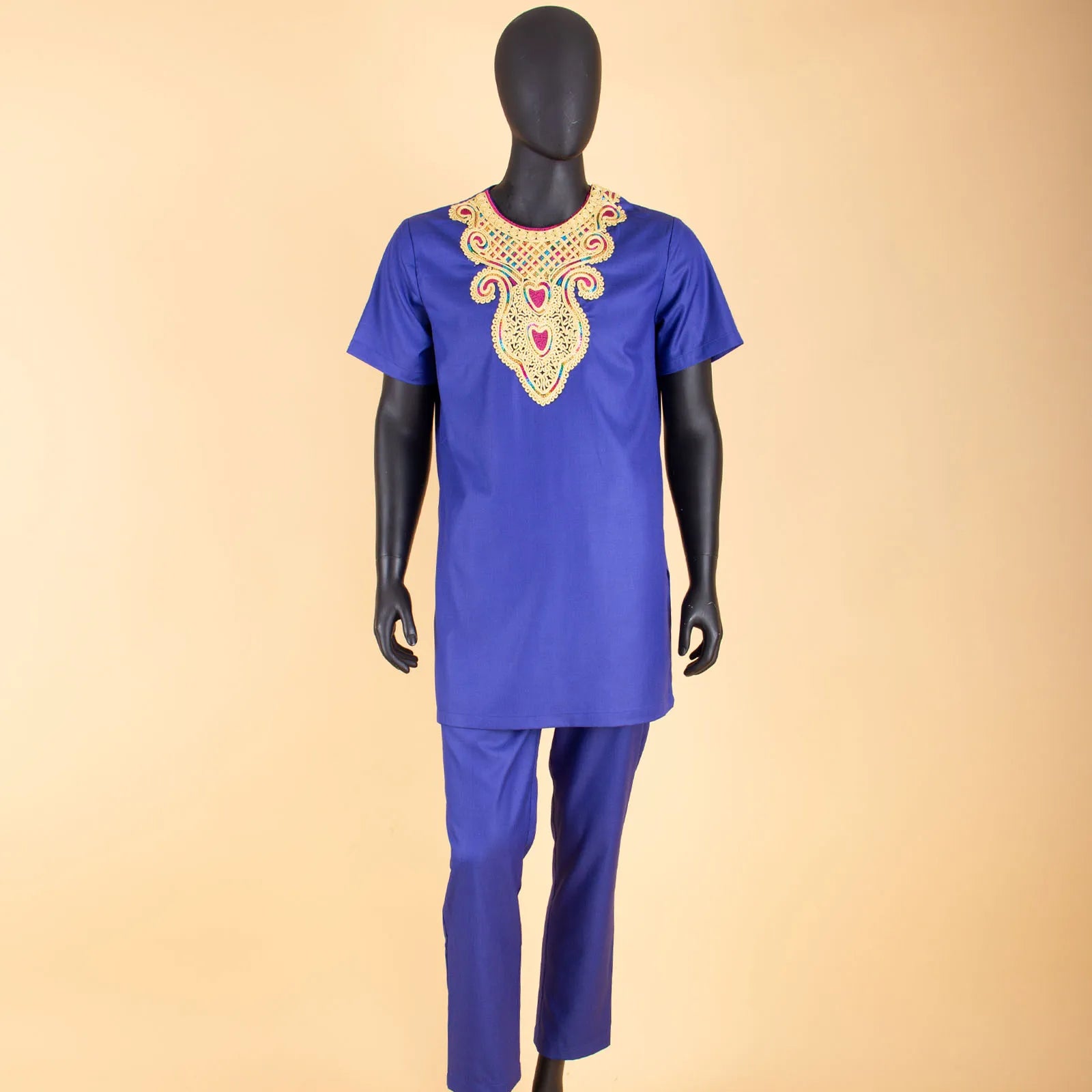 African Clothes for Men Agbada , Shirts, Pants, and  Hats 4 Piece Set - A2216013