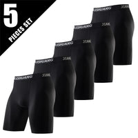5/10 Piece Set Of Men's Solid Color Classic Long Underwear Quick Drying Youth Sports Comfortable Elastic Casual Boxer Shorts