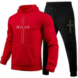 Mens Tracksuit Casual Printing Sweatshirt Sweatpants 2 Pcs Set Sports Jogging Mens Clothing Daily Street Hoodies Sportswear Suit