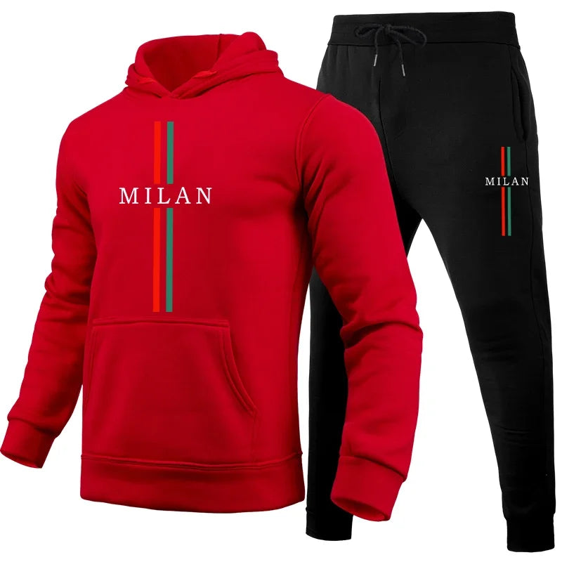 Mens Tracksuit Casual Printing Sweatshirt Sweatpants 2 Pcs Set Sports Jogging Mens Clothing Daily Street Hoodies Sportswear Suit