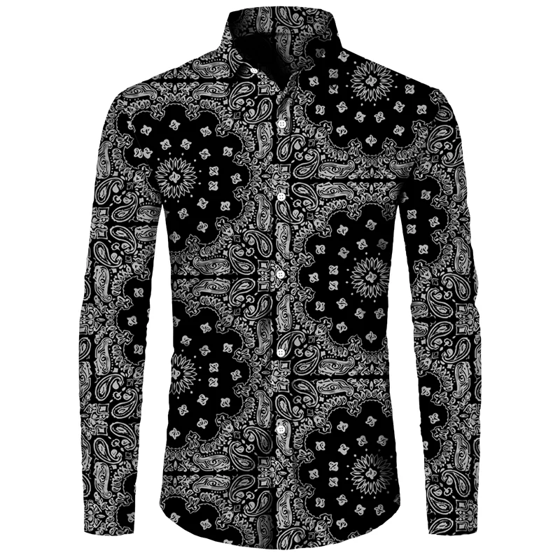 Long Sleeve 3D Printed Retro Ethnic Style Shirt