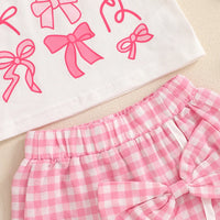 3Pcs Plaid Shirt Denim Overalls Bowtie Set