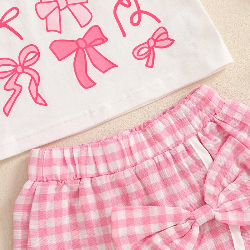 3Pcs Plaid Shirt Denim Overalls Bowtie Set