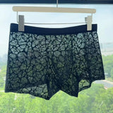 Fashion Underpants Men Boxer Briefs Ice Silk Mesh Thin Lace Shorts Boxers Breathable Summer Underwear for Men Men