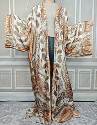 African Dresses For Women Plus Size Muslim Summer Silk Loose Cardigans Traditional Ramadan Long Duster Coat For Party