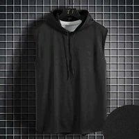 Men Tie Collar Hooded Sleeveless Vest