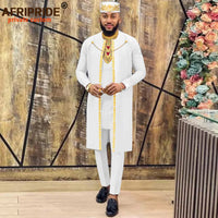 African Clothes for Men Agbada , Shirts, Pants, and  Hats 4 Piece Set - A2216013