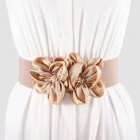 Women Fashion Floral Wide Elastic Belt Casual Trendy Waist Band Chic Ladies Dress Cummerbands Skirt Dress Coat Decor Accessories
