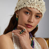 18K Gold-Plated Symmetrical Design Decorative Ring for Women