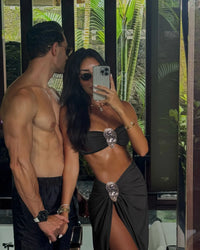 Buckle Off Shoulder Bikini With Skirt