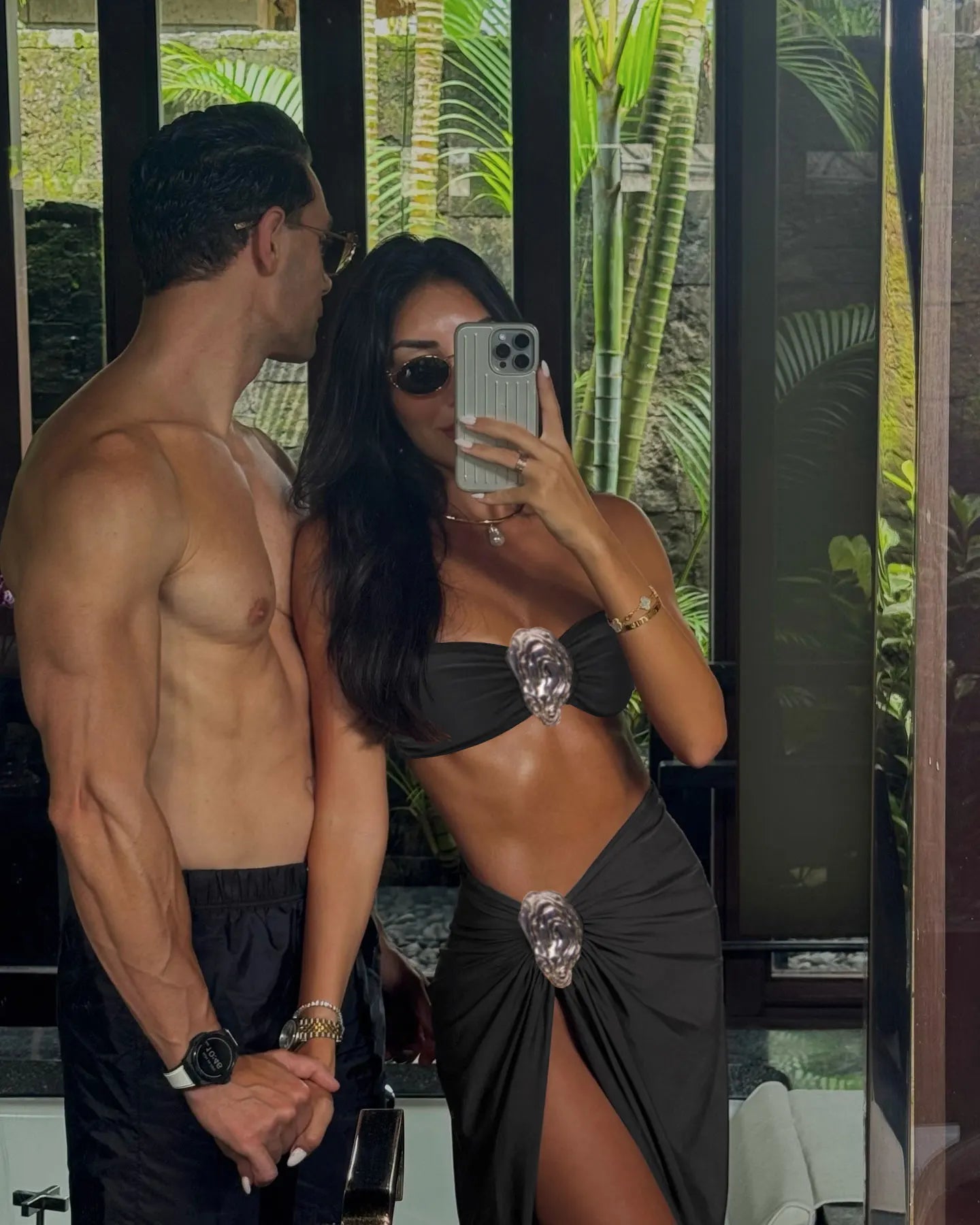 Buckle Off Shoulder Bikini With Skirt