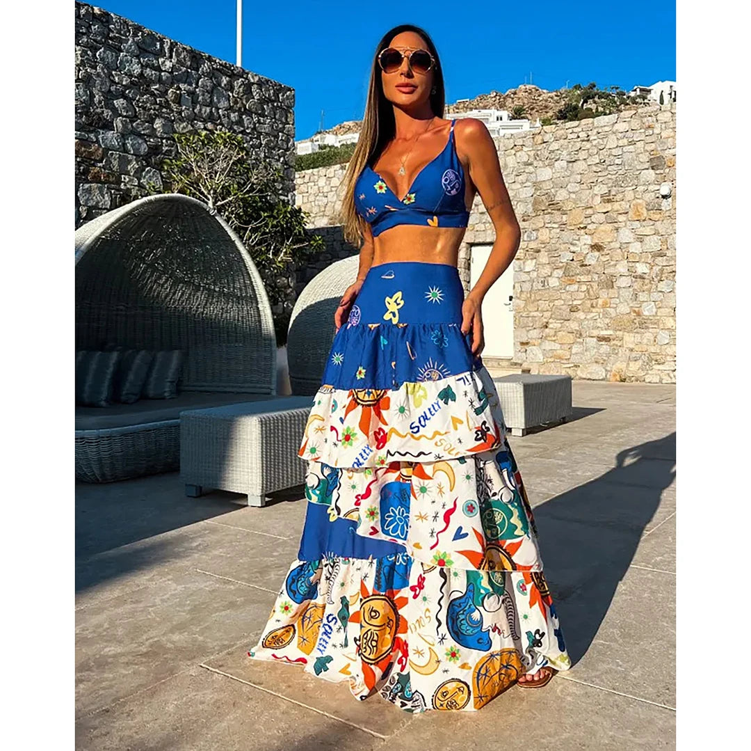 Women Geometry Printed Beach Cover Up