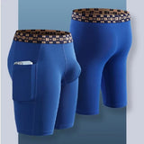 Mens Quick-drying Underpant Long Legs U Convex Pouch Boxers With Side Pockets Sports Breathable Running Wear Resistant Panties