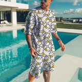 Cute Duck 3D Printed T-Shirt Shorts Set