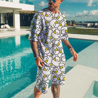 Cute Duck 3D Printed T-Shirt Shorts Set