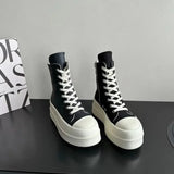 Women Punk High Top Flats Black Boots