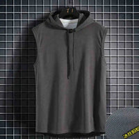 Men Tie Collar Hooded Sleeveless Vest