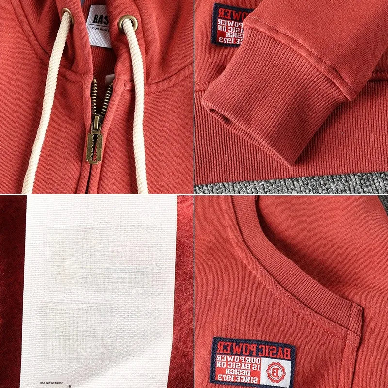 Cardigan Men's Casual Pure Color Zipper Hoodie