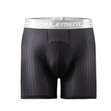 Men's Boxers Shorts Ice Silk Mesh Underwear Cueca Breathable U Convex Pouch Panties Man Middle Long Leg Underpants Large Size