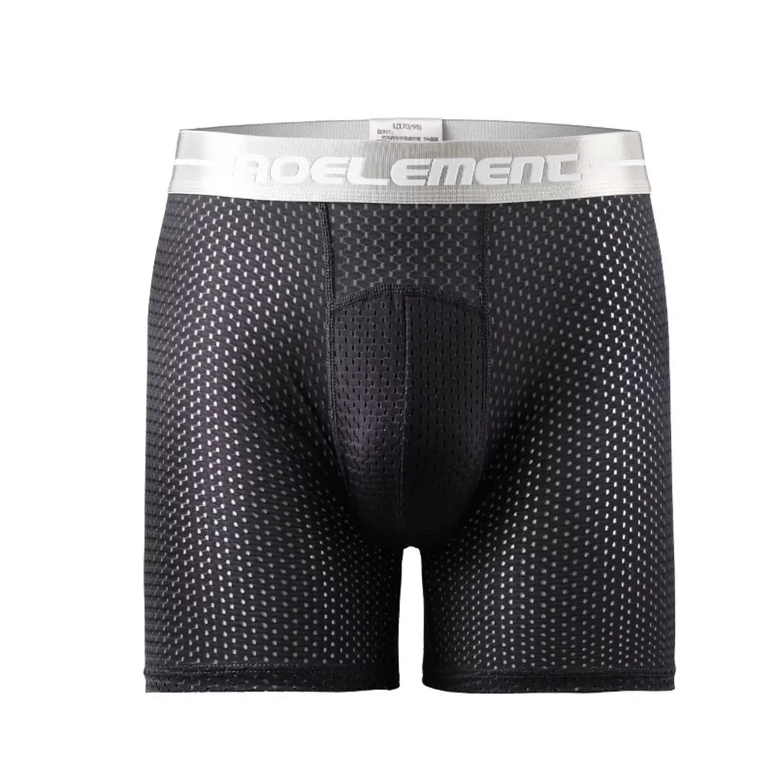 Men's Boxers Shorts Ice Silk Mesh Underwear Cueca Breathable U Convex Pouch Panties Man Middle Long Leg Underpants Large Size