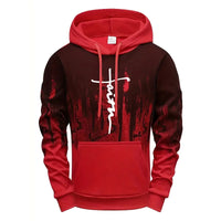 Mens Tracksuit Casual Printing Splash-ink Hooded Sweatshirts Sports Jogging Mens Clothing Autumn Winter Single Piece Tops Pants