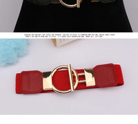 Women's Fashion Round Buckle Belt, Simple 4cm Wide Elastic Waistband, Decorative Temperament Waist Cincher