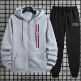 Mens Tracksuit Print Hooded Sweatshirts Sports Jogging Casual Zip Jacket Coat Clothing Street Sportswear Single Piece Tops Pants
