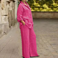 Linen Lapel Two Pieces Set