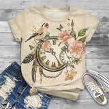 Summer Vintage Butterfly Pattern T-Shirt For Women
