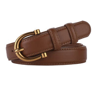 Fashion Women Belt Suede Genuine Leather Skinny Waistband Gold Buckle Wine Red Belts for Jeans Pants Casual