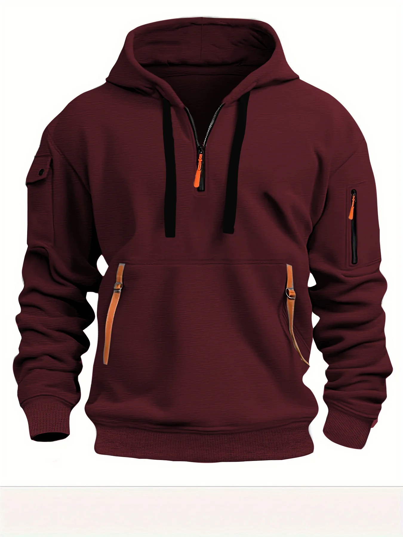 Multi Pocket Zipper Fleece Hoodie
