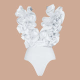 Women Ruffle Splice Bikini With Skirt