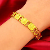 24K Gold Rose Bracelet AU999 Pure Gold 3D blooming rose design